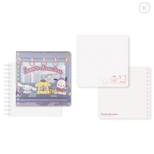Japan Sanrio Square Ring Notebook - Cinnamoroll & Pompompurin & Pochacco / City Pop - 1