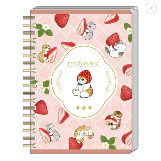 Japan Mofusand B6 Twin Ring Notebook - Fruit Cat / Strawberry - 1