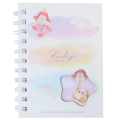 Japan Kirby A6 Twin Ring Notebook - Kirby & Waddle Dee / Rainbow