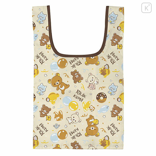 Japan San-X Petit Eco Bag with Pocket - Rilakkuma : Cream - 1