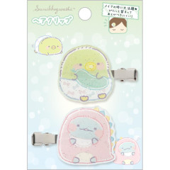Japan San-X Hair Clip 2pcs Set - Sumikko Gurashi / Baby Japan San-X Mini Hair Clip Set - Sumikko Gurashi / Penguin? & Tokage