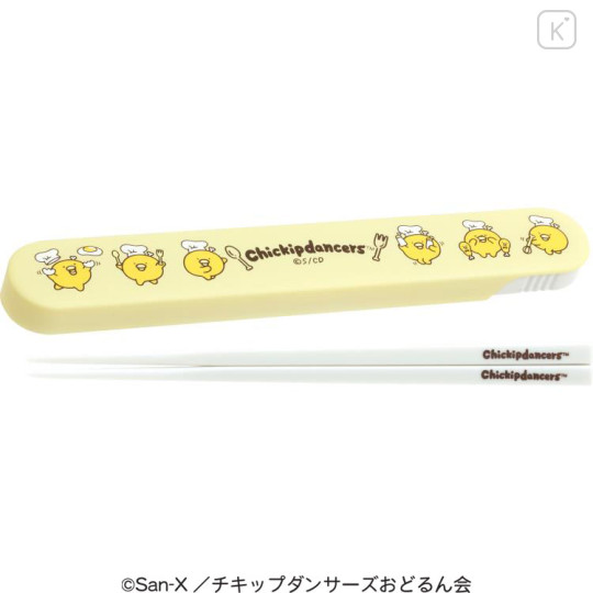 Japan San-X Mascot Chopsticks 18cm with Case - Chickip Dancers / Upbeat Chickip Restaurant - 1