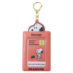 Japan Peanuts Pass Case Keychain - Snoopy / Orange Red