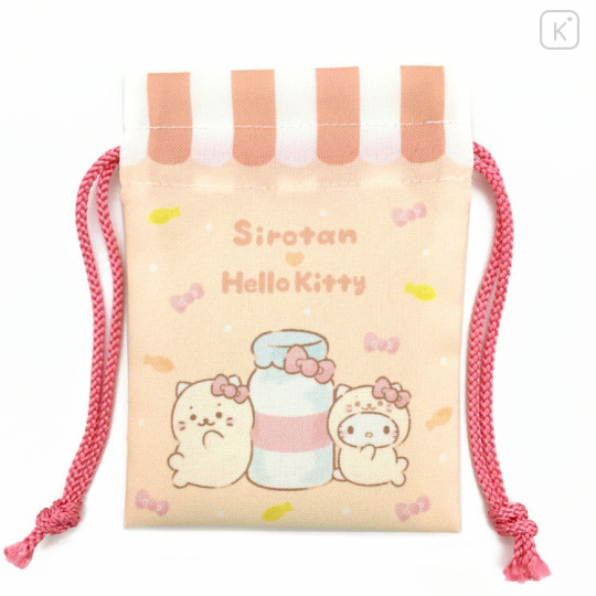 Japan Sanrio × Sirotan Drawstring Pouch - Hello Kitty / White Seal - 1