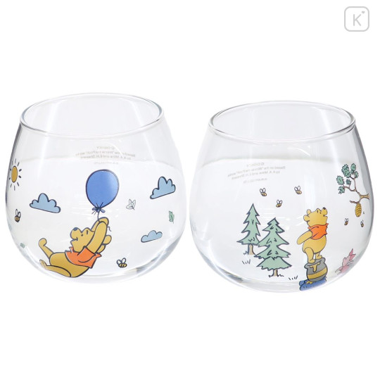 Japan Disney Swaying Glass Tumbler Pair Gift Set - Pooh - 1