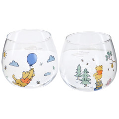 Japan Disney Swaying Glass Tumbler Pair Gift Set - Pooh