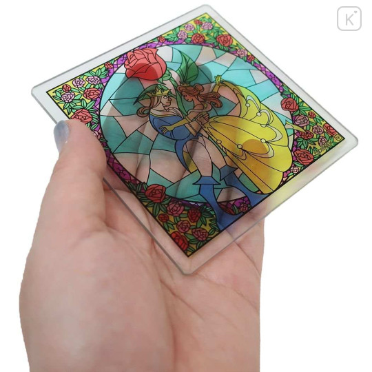 Japan Disney Stained Glass Coaster - Beauty and the Beast - 2