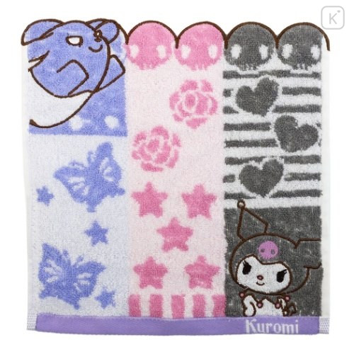 Japan Sanrio Jacquard Towel Handkerchief - Kuromi / Friend - 1