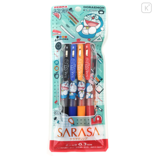 Japan Doraemon Sarasa Clip Gel Pen 4pcs Set - Happy / Sky - 1