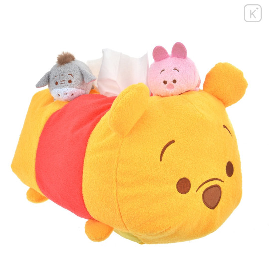 Japan Disney Store Tsum Tsum Fluffy Plush Tissue Box Cover - Pooh : Piglet 10th Anniversary - 1