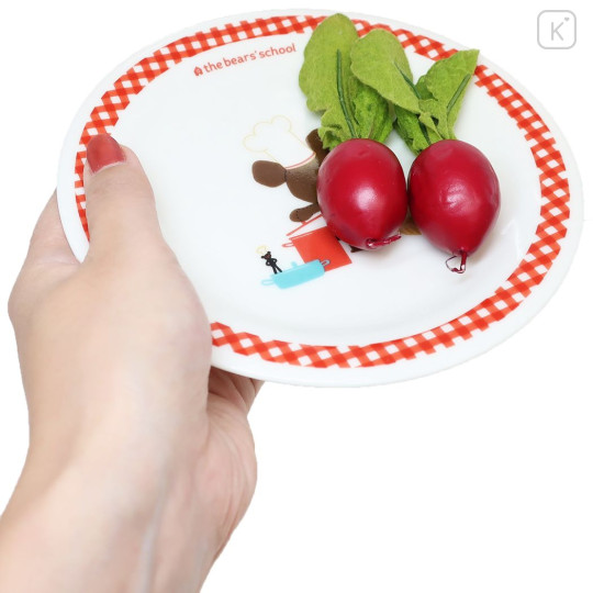 Japan The Bears School Porcelain Round Plate (M) - Cooking Jackie : Gingham - 2