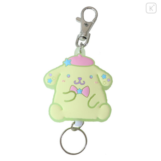 Japan Sanrio Rubber Reel Key Chain - Pompompurin / Love Eyes - 1