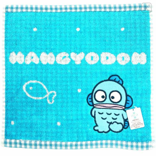 Japan Sanrio Jacquard Towel Handkerchief - Hangyodon / Grid - 1