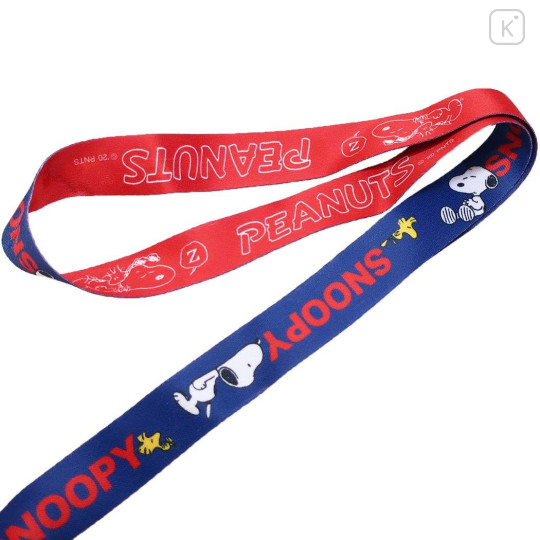 Japan Peanuts Neck Strap with ID Badge Holder - Snoopy & Woodstock / Navy & Red - 2