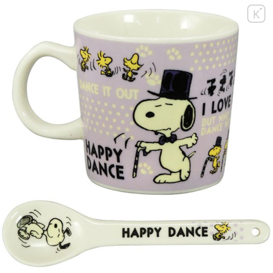 Japan Snoopy Ceramics Mug & Spoon Set - Lighht Purple - 1