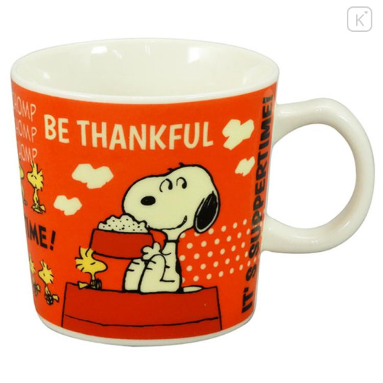 Japan Snoopy Ceramics Mug & Spoon Set - Thankful - 2