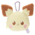 Japan Pokemon Fluffy Pouch & Carabiner - Pichu - 1