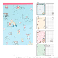 Japan Disney A6 Notepad - Winnie The Pooh / Friends Blue