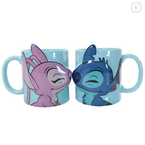Japan Disney Kiss Pair Mug Set - Stitch & Angel - 1