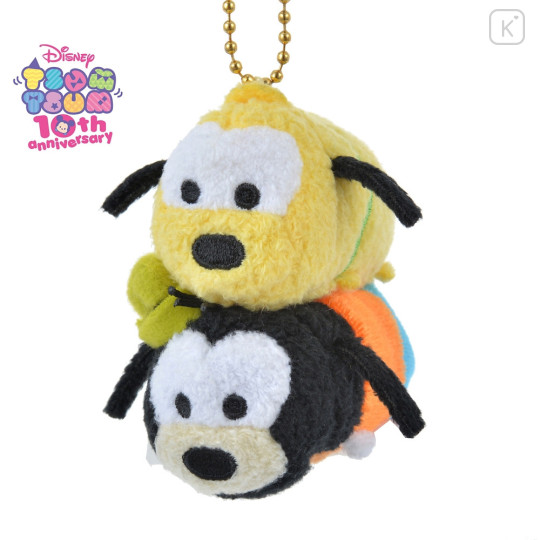 Japan Disney Store Tsum Tsum Plush Keychain - Goofy & Pluto / 10th Anniversary - 1