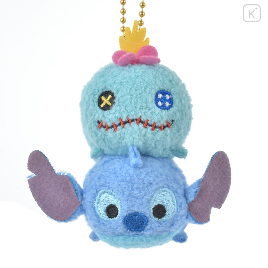 Japan Disney Store Tsum Tsum Plush Keychain - Stitch & Scrump : 10th Anniversary - 2