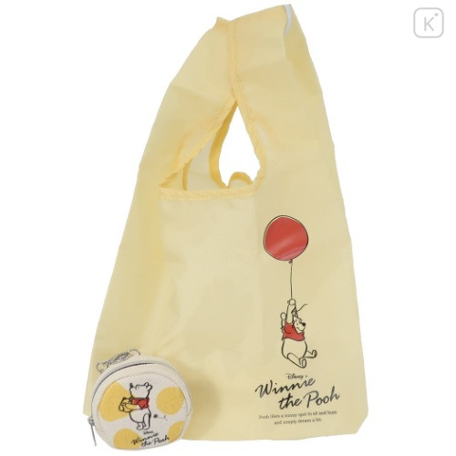 Japan Disney Eco Shopping Bag - Pooh & Balloon / Light Yellow - 1