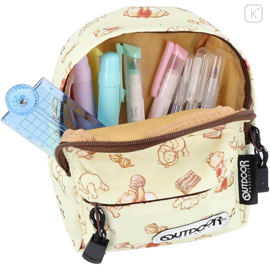 Japan Disney Outdoor Backpack Bag Pen Case - Pooh / Light Yellow - 2
