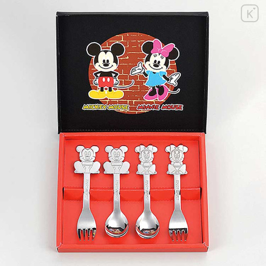 Japan Disney Spoon & Fork Set - Mickey & Minnie - 1