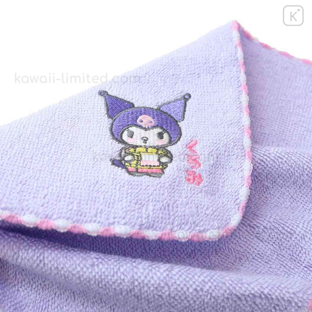 Japan Sanrio Embroidered Towel Handkerchief Kuromi Yukata Hot Spring Kawaii Limited