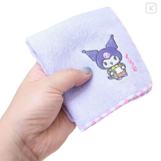 Japan Sanrio Embroidered Towel Handkerchief - Kuromi : Yukata Hot Spring - 3