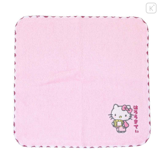 Japan Sanrio Embroidered Towel Handkerchief - Hello Kitty : Yukata Hot Spring - 1