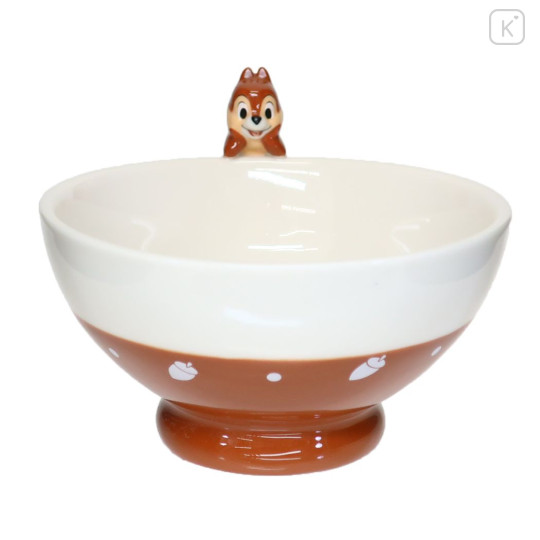 Japan Disney Ceramic Rice Bowl with Nokkari Figure - Chip - 1