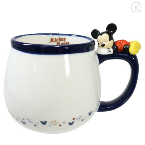 Japan Disney Ceramic Mug with Nokkari Figure - Mickey Mouse - 1