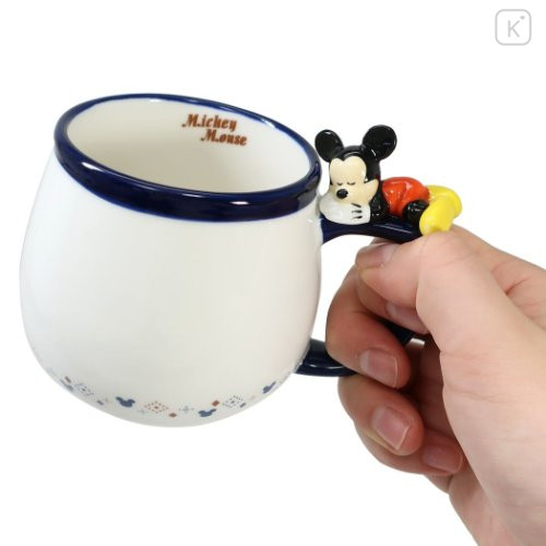Japan Disney Ceramic Mug with Nokkari Figure - Mickey Mouse - 2