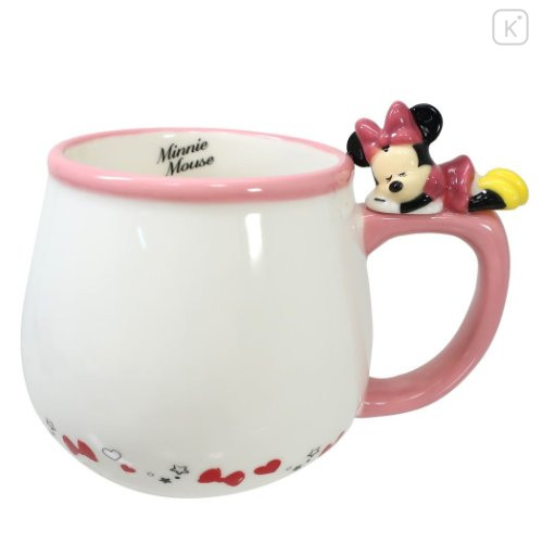 Japan Disney Ceramic Mug with Nokkari Figure - Minnie Mouse - 1