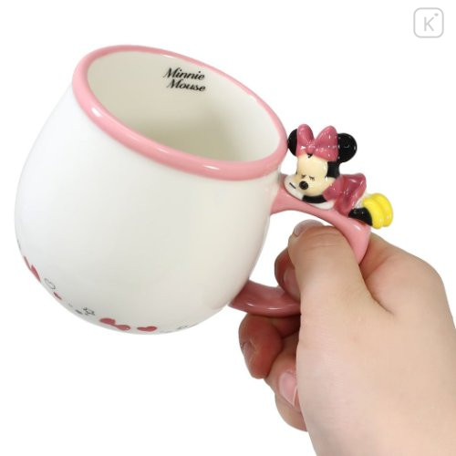 Japan Disney Ceramic Mug with Nokkari Figure - Minnie Mouse - 2