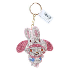 Japan Sanrio Potetan Rhinestone Mascot Keychain - My Melody / Rabbit
