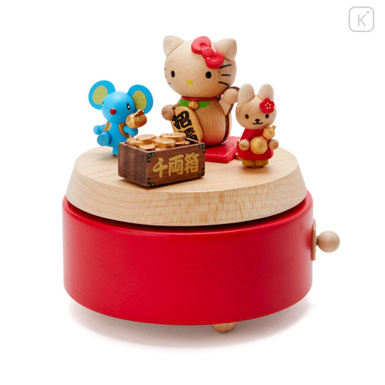 Japan Sanrio Original Wooden Music Box - Hello Kitty / Lucky - 1