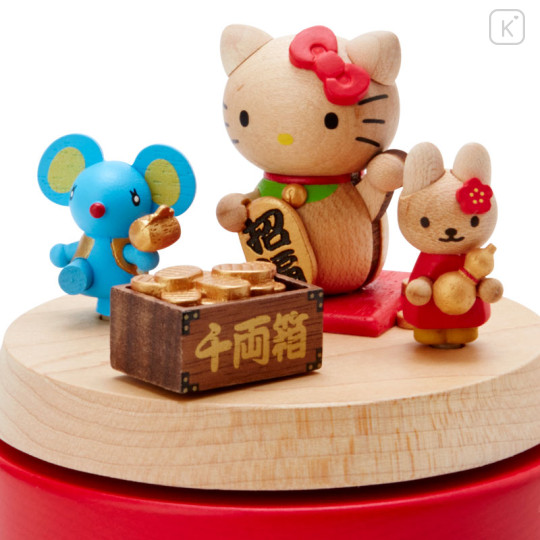 Japan Sanrio Original Wooden Music Box - Hello Kitty / Lucky - 3