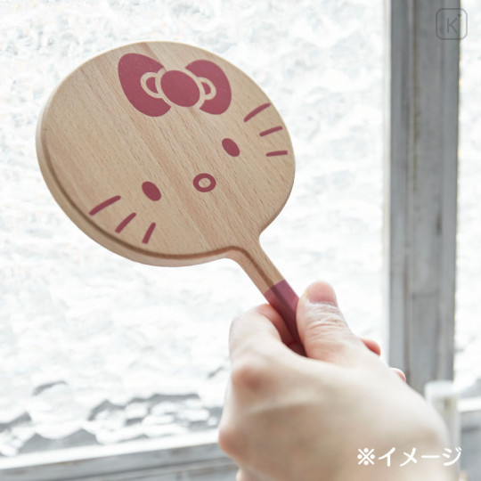 Japan Sanrio Wooden Hand Mirror - Hello Kitty - 3