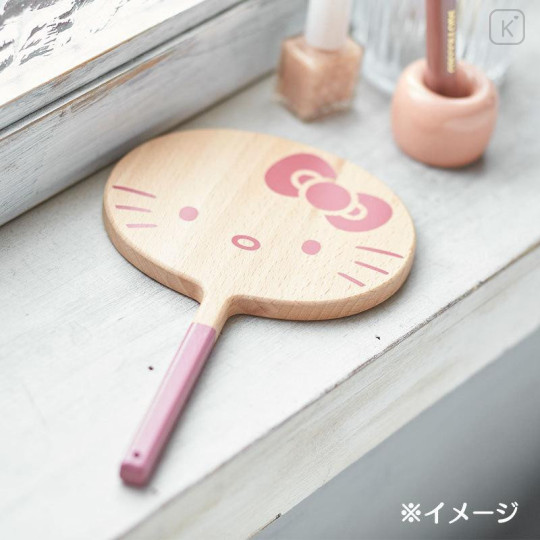 Japan Sanrio Wooden Hand Mirror - Hello Kitty - 6