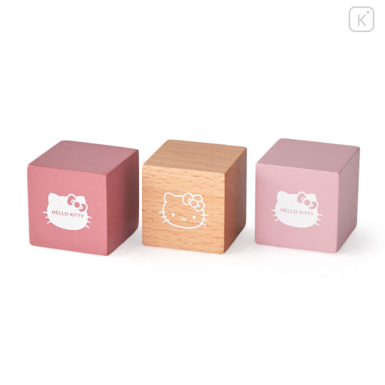 Japan Sanrio Wooden Cube Magnet 3pcs Set - Hello Kitty - 1