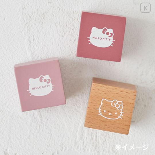 Japan Sanrio Wooden Cube Magnet 3pcs Set - Hello Kitty - 2