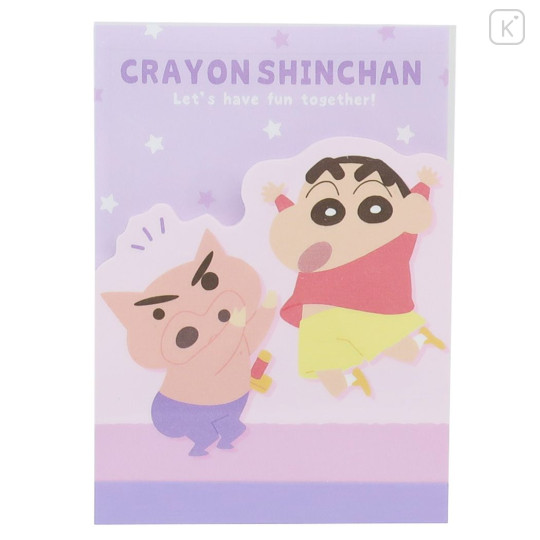 Japan Crayon Shin-chan Die-cut Mini Notepad - Shinnosuke / Buri Buri Zaemon - 1