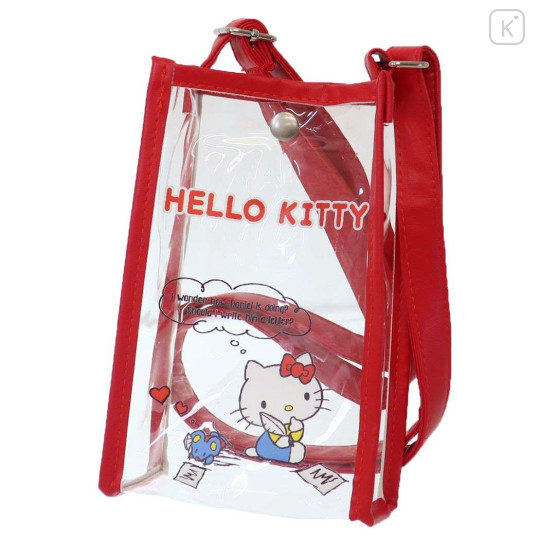 Japan Sanrio Clear Shoulder Pouch - Hello Kitty / Love Letter - 1