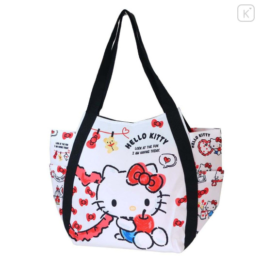 Japan Sanrio Balloon Tote Bag - Hello Kitty / Apple - 1