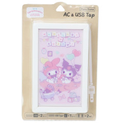 Japan Sanrio Photo Frame with AC Power Strip with Usb & Usb-C Ports - My Melody & Kuromi