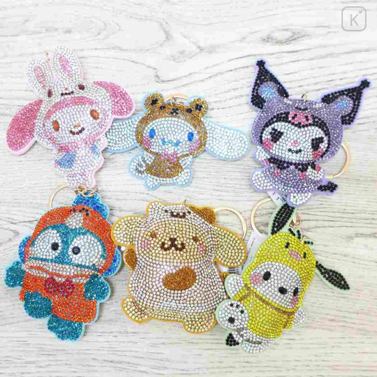 Japan Sanrio Potetan Rhinestone Mascot Keychain - Cinnamoroll : Bear - 3