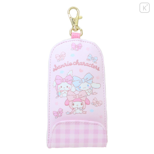 Japan Sanrio Key Case with Reel - Melody Cinnamoroll Wish Me Mell / Pink Ribbon - 1