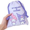 Japan Sanrio Drawstring Bag (S) - Kuromi & Melody / Purple Heart - 2
